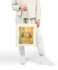 Manifesting Love Tote Bag, Cute Bird Design for Shopping, Eco-Friendly Gift, Spring/Summer Vibes, Perfect for Manifestation, Bird Lover's