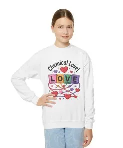 Chemical Love Youth Sweatshirt, Cute Crewneck, Trendy Teen Apparel, Cozy Casual Style, Valentine's Day Gift For Girl, Birthday