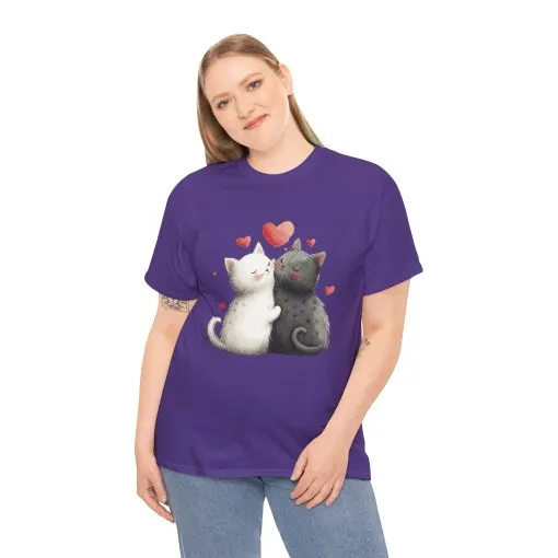 Cute Cat Love T-Shirt, Adorable Feline Couple Tee, Gift for Cat Lovers, Valentine's Day Shirt, Cozy Everyday Wear, Cat Mom T-Shirt - Image 25