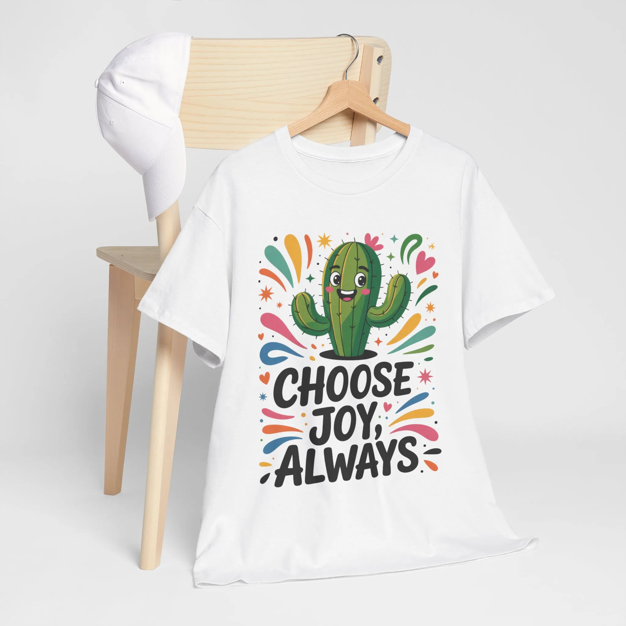 Choose Joy Always Cactus Women's Tee, Women's Casual T-Shirt, Happy Vibes Apparel, Positive Quote Shirt, Joyful Statement Tee - Image 6