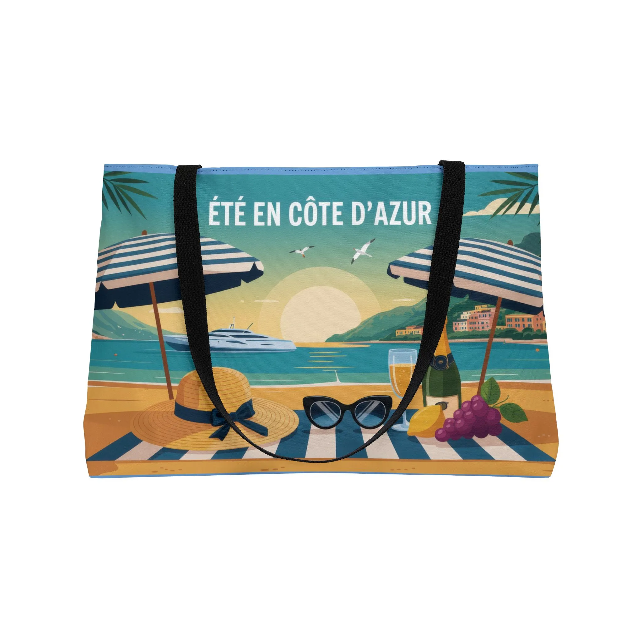 Stylish Summer Weekender Tote Bag, Beach Tote for Travel, Pool Days, Vacation Carryall, Perfect for Gifts, French Riviera themed beach bag - Image 5