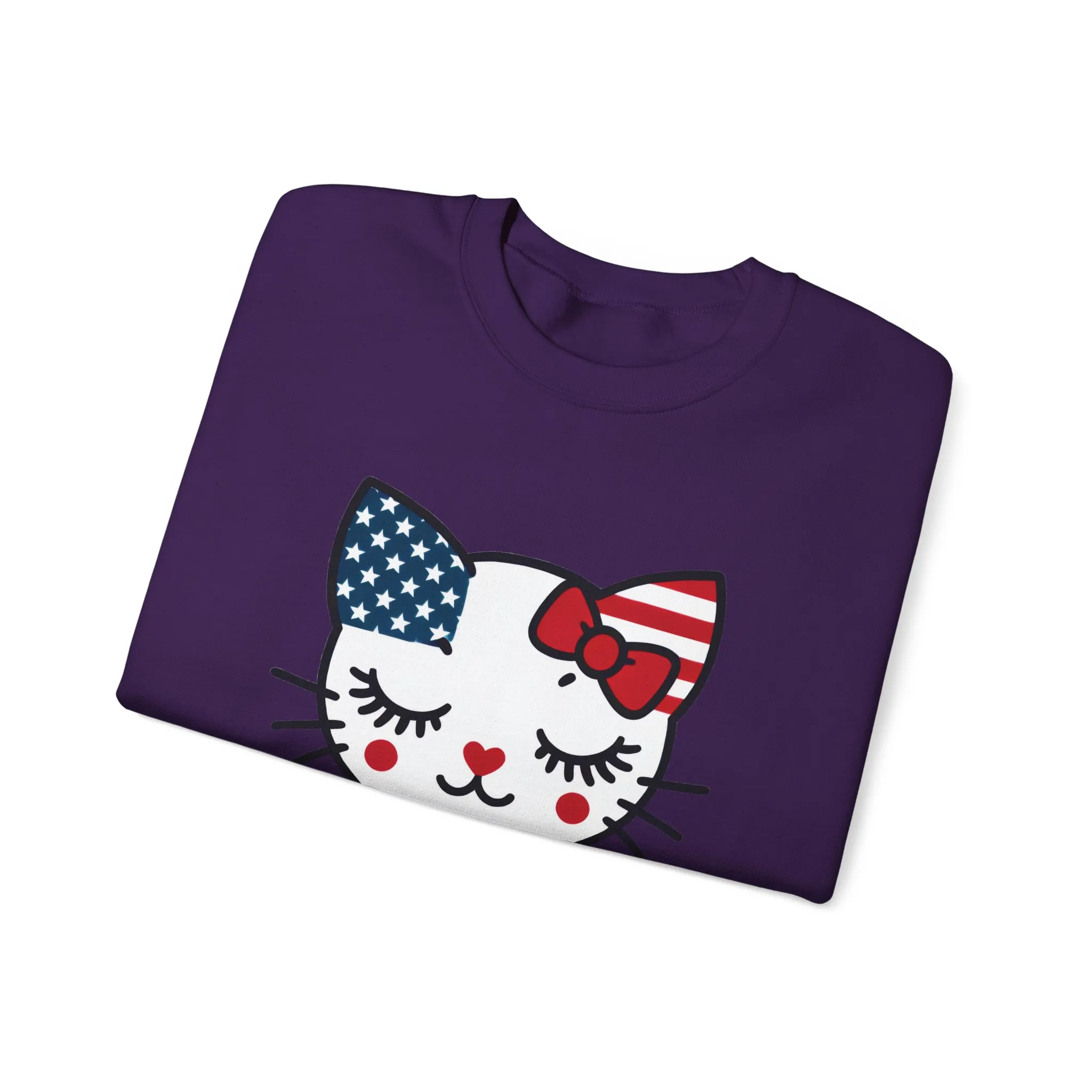 Cute Cat American Flag Sweatshirt, Women's Crewneck, Perfect for 4th of July, Women's Casual Wear, Cat Lovers Gifts - Image 30
