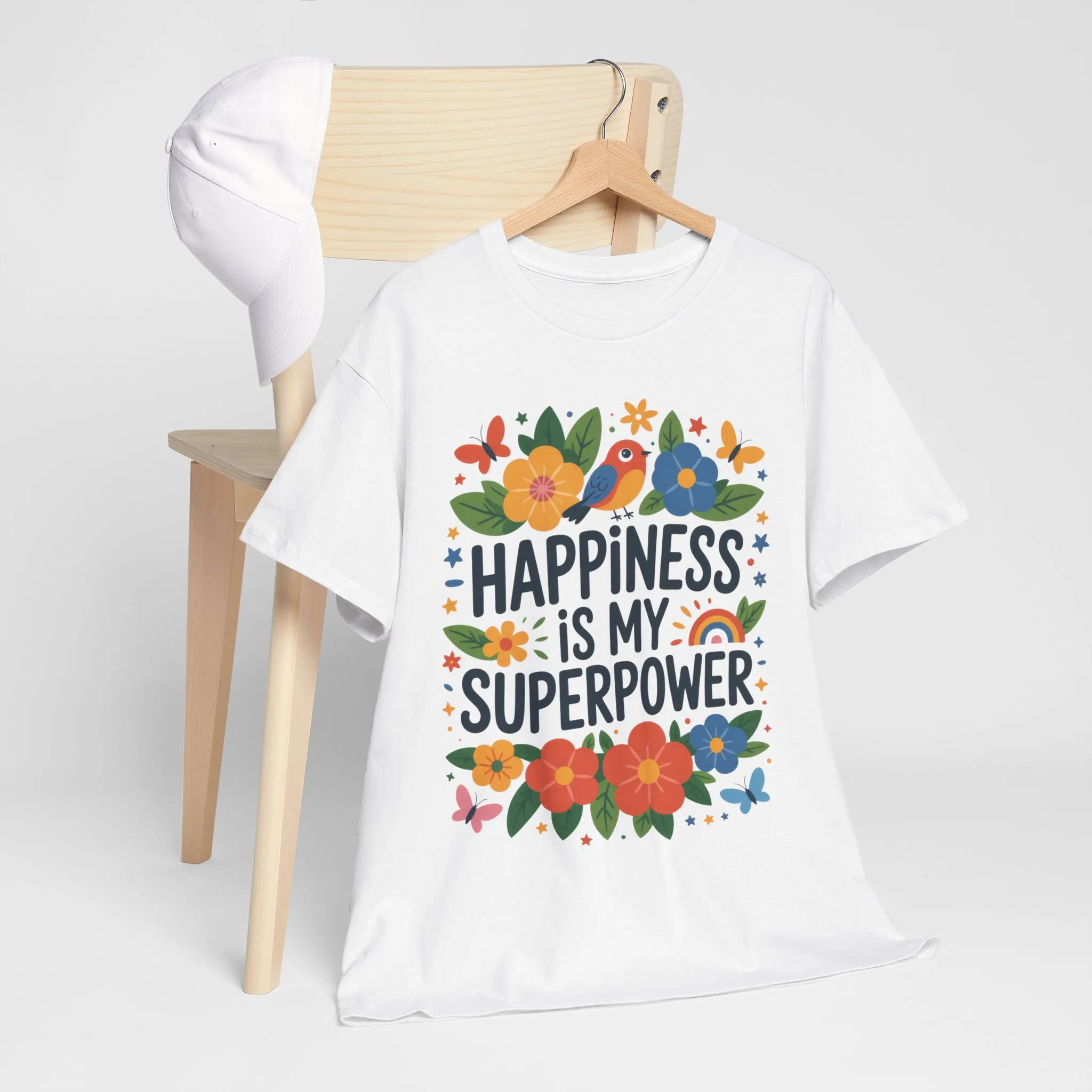 Happiness is My Superpower Tee - Colorful Floral Design, Mother's Day, Self-Expression, Positive Vibes Shirt, Joyful Statement Tee - Image 6