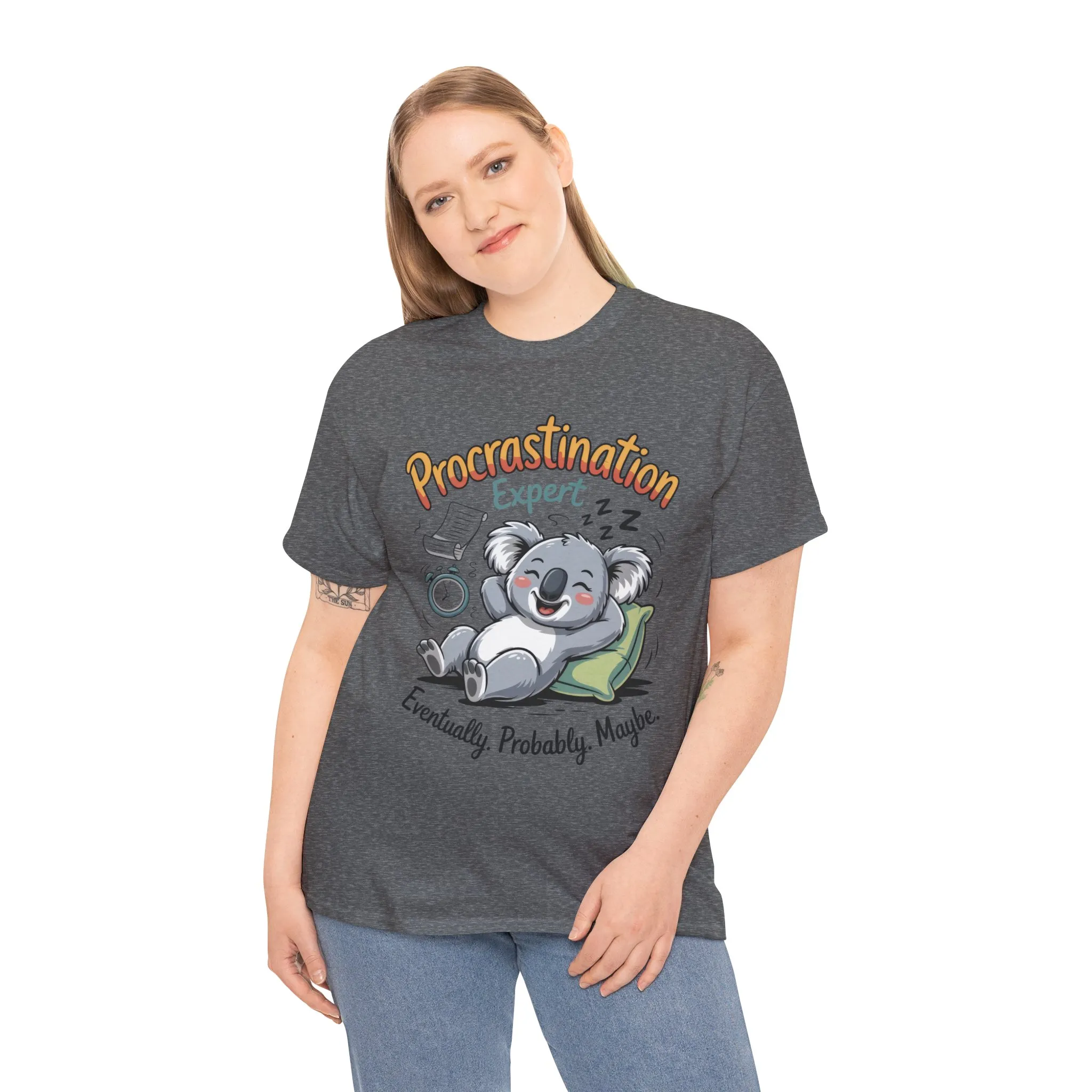 Procrastination Expert Cotton Tee, Funny T-Shirt, Cute Koala Design, Gift for Students, Relaxed Fit Shirt, Gift for Animal Lovers - Image 13