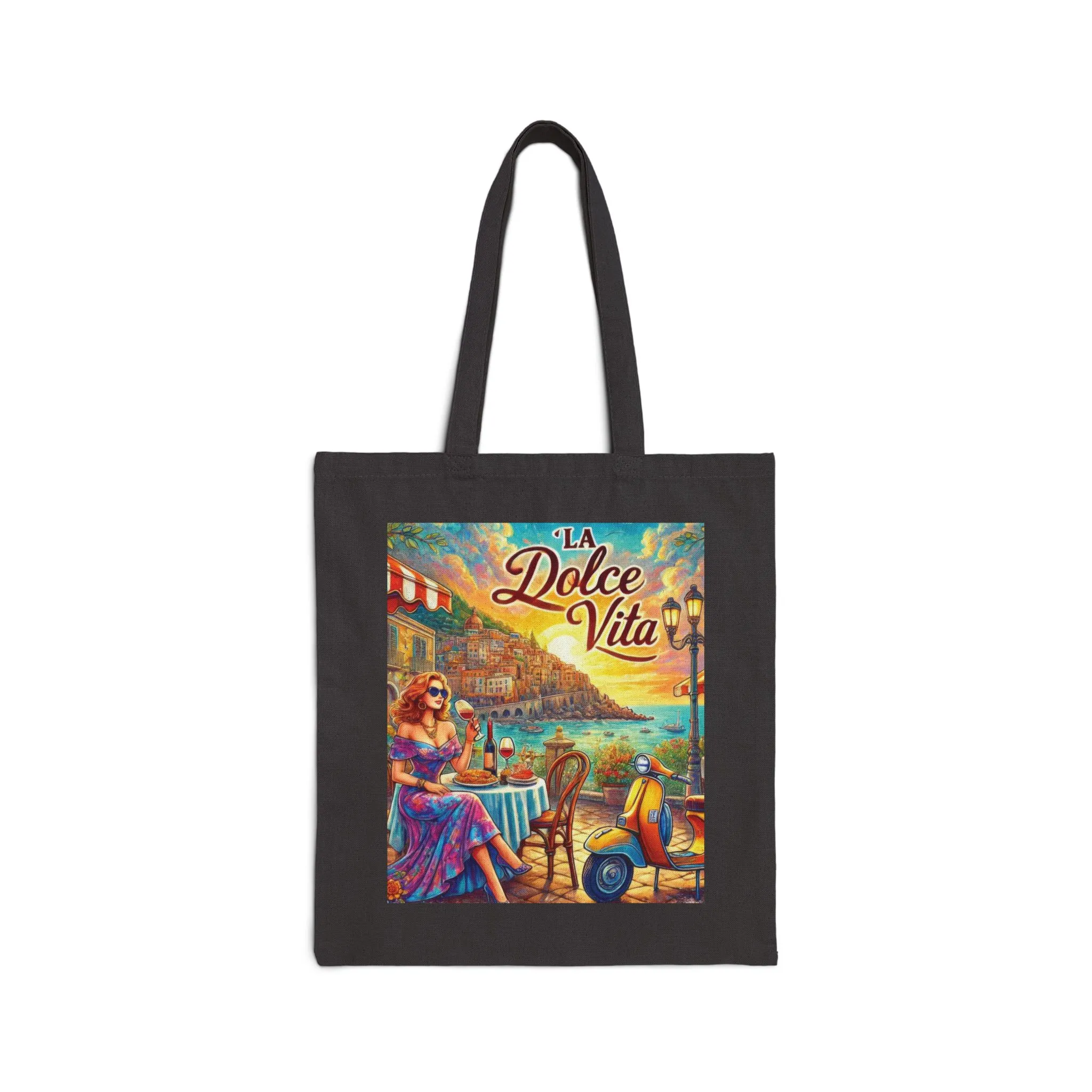 La Dolce Vita Canvas Tote Bag, Summer Beach Bag, Eco-Friendly Shopper, Gift for Her, Vintage Art Tote - Image 7