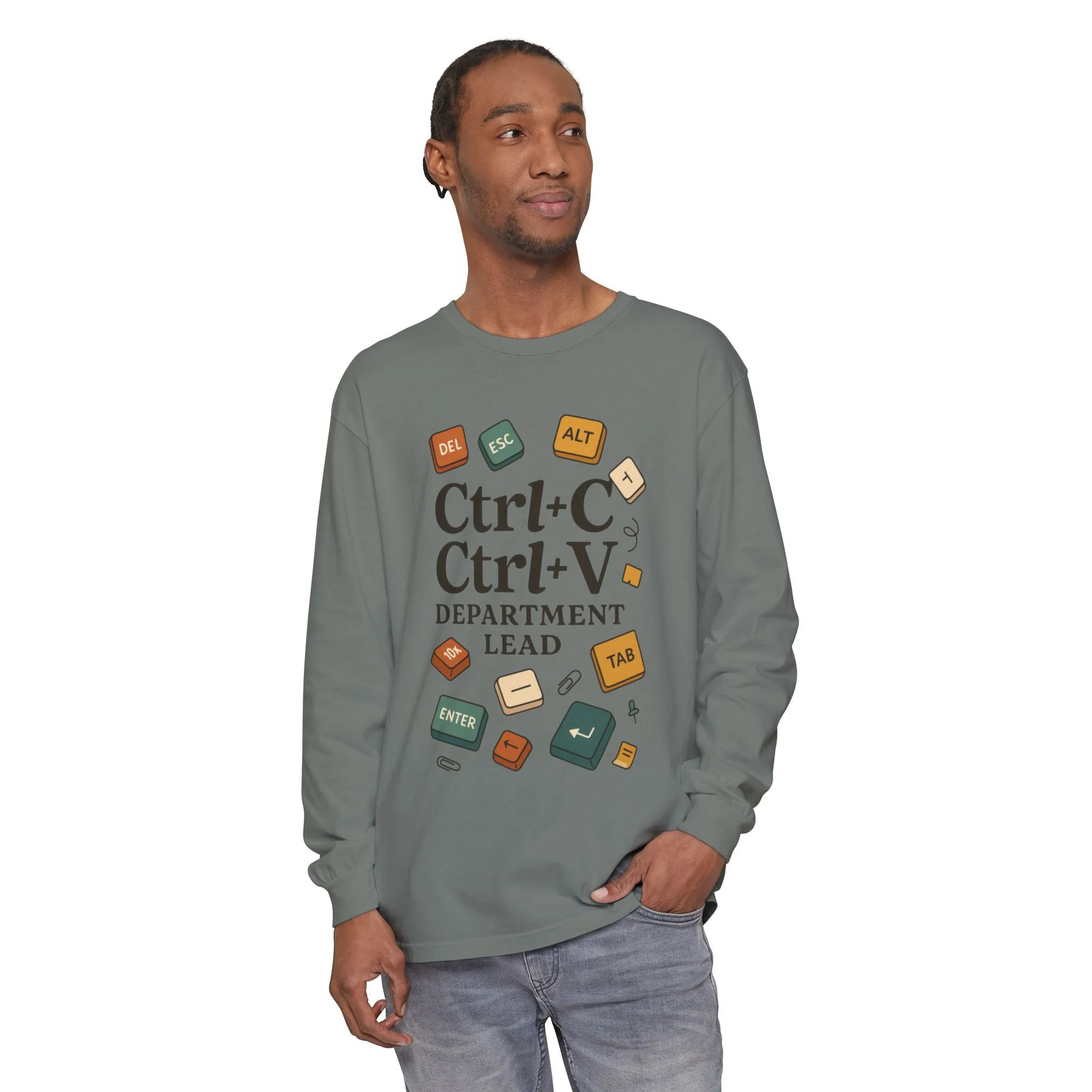 Graphic Long Sleeve Tee, Ctrl+C Ctrl+V Department Lead, Funny Office Humor Shirt, Programmer Gift, Tech Nerd Tee, IT Department Apparel - Image 14