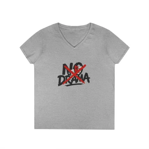 No Drama Ladies' V-Neck T-Shirt, Casual Graphic Tee, Perfect for Everyday Vibes, Gift Idea for Friends, Fun Statement Top, Mood Daily Modes - Image 4
