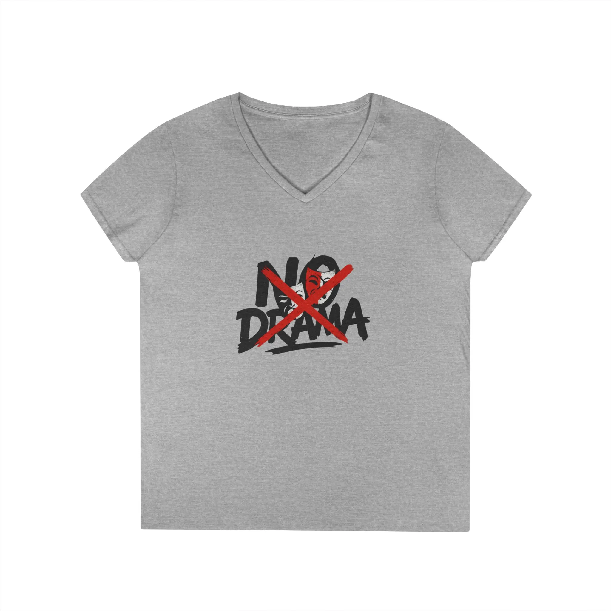 No Drama Ladies' V-Neck T-Shirt, Casual Graphic Tee, Perfect for Everyday Vibes, Gift Idea for Friends, Fun Statement Top, Mood Daily Modes - Image 4
