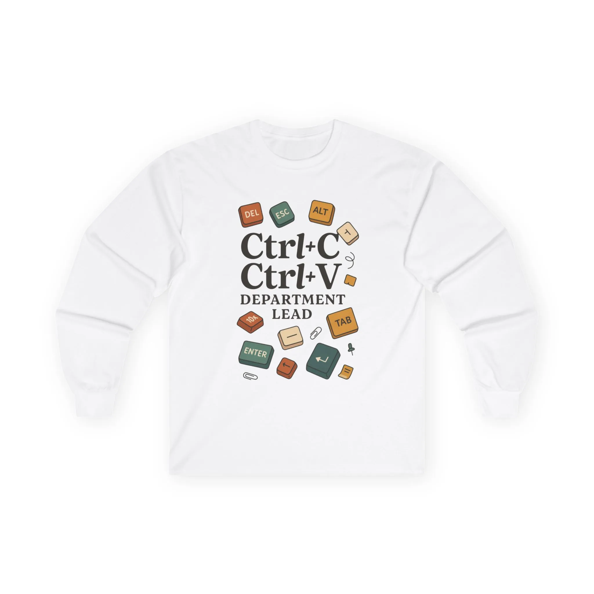 Graphic Long Sleeve Tee, Ctrl+C Ctrl+V Department Lead, Funny Office Humor Shirt, Programmer Gift, Tech Nerd Tee, IT Department Apparel - Image 4