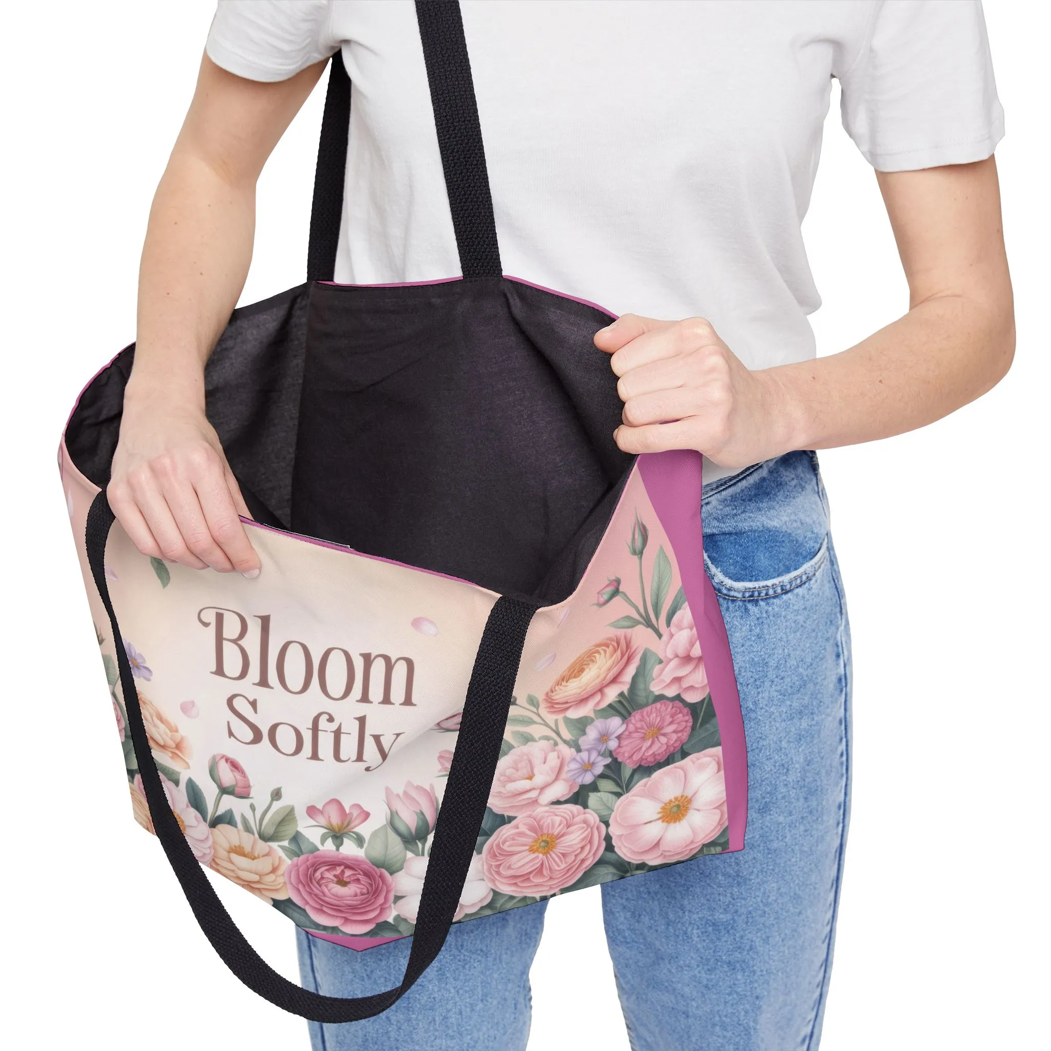 Bloom Softly Floral Weekender Tote Bag, Travel Bag, Beach Bag, Stylish Weekend Getaway Tote, Perfect for Gifts, Floral Print - Image 2
