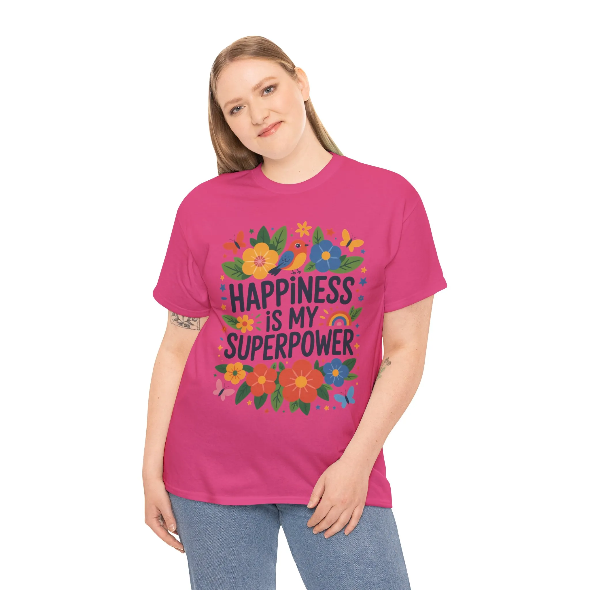 Happiness is My Superpower Tee - Colorful Floral Design, Mother's Day, Self-Expression, Positive Vibes Shirt, Joyful Statement Tee - Image 35