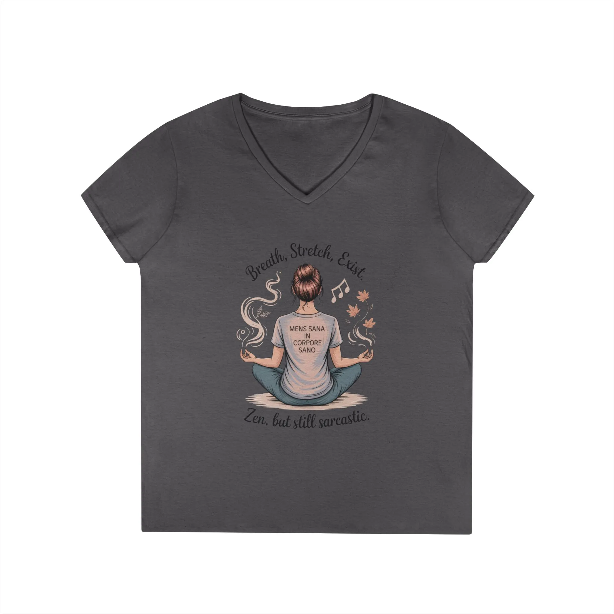 Zen but Still Sarcastic Ladies V-Neck T-Shirt, Perfect for Yoga, Casual Wear, Mindfulness, Gift Yoga Lovers, Funny Meditation Top - Image 9