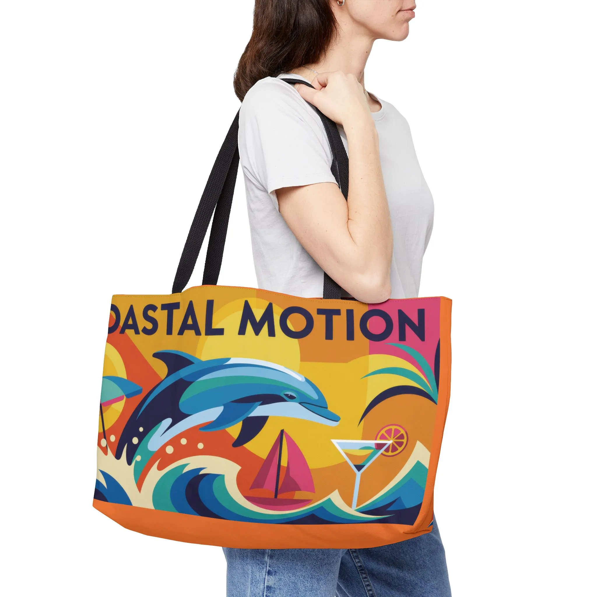 Beachy Coastal Motion Weekender Tote Bag, Travel Bag, Beach Bag, Summer Accessory, Vacation Tote, Gift for Ocean Lovers - Image 2