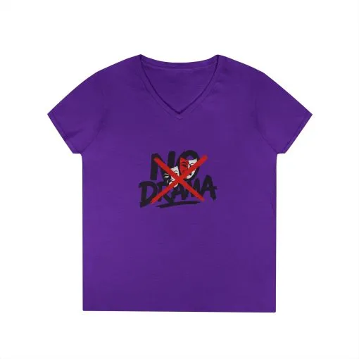 No Drama Ladies' V-Neck T-Shirt, Casual Graphic Tee, Perfect for Everyday Vibes, Gift Idea for Friends, Fun Statement Top, Mood Daily Modes - Image 12