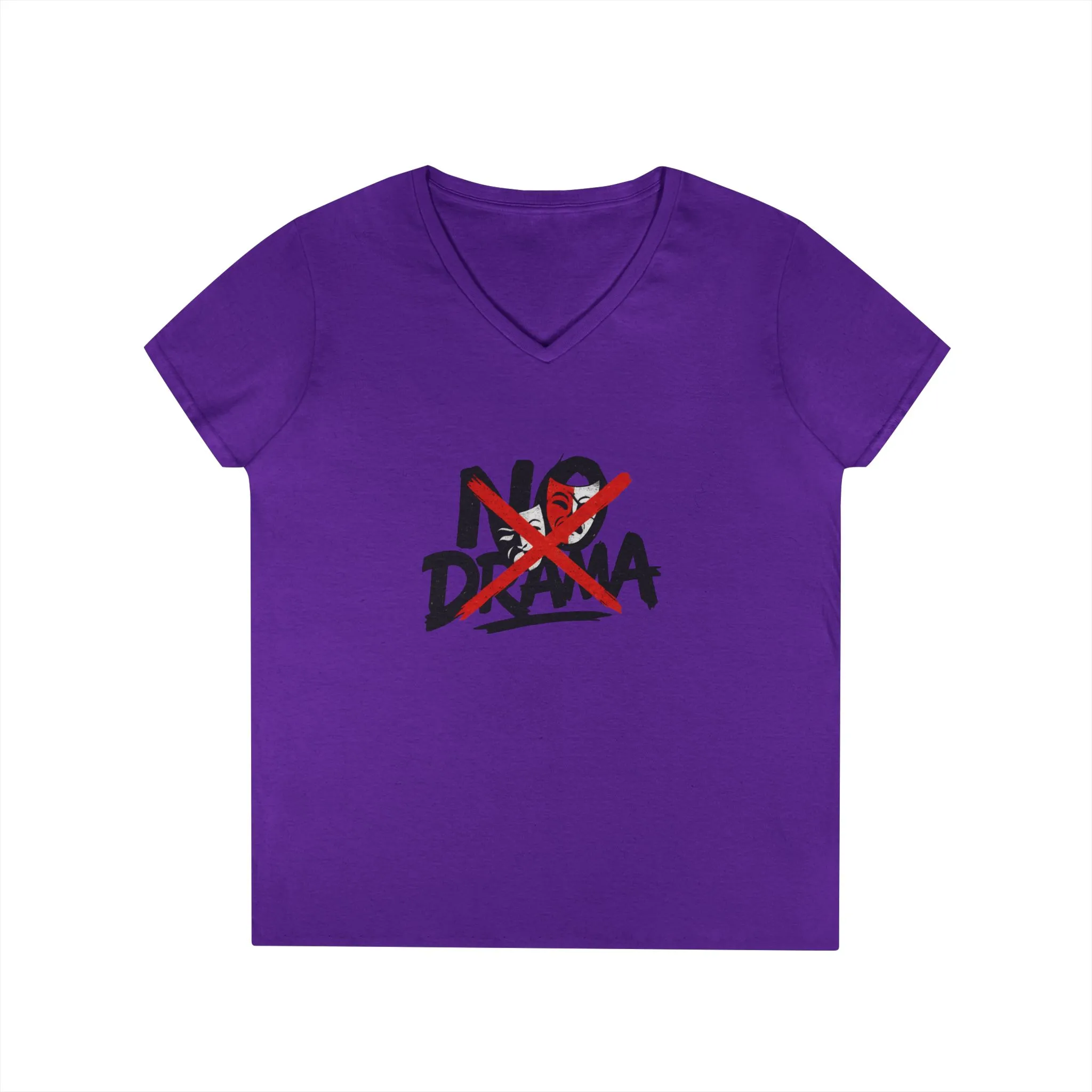No Drama Ladies' V-Neck T-Shirt, Casual Graphic Tee, Perfect for Everyday Vibes, Gift Idea for Friends, Fun Statement Top, Mood Daily Modes - Image 12