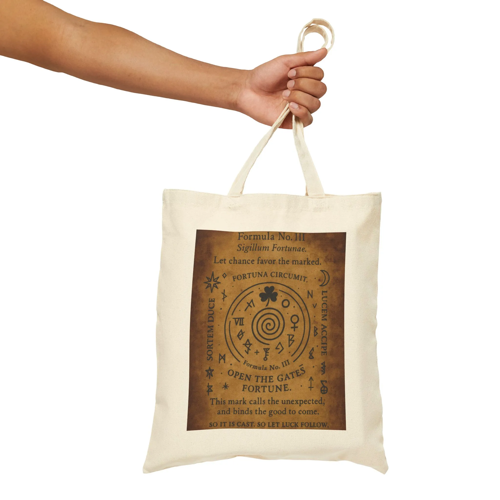 Sigil of Fortune Tote Bag, Lucky Charm Spell Symbol, Occult Spiral Design, Witchy Canvas Bag, Mystic Luck Amulet Art, Boho Bag - Image 5