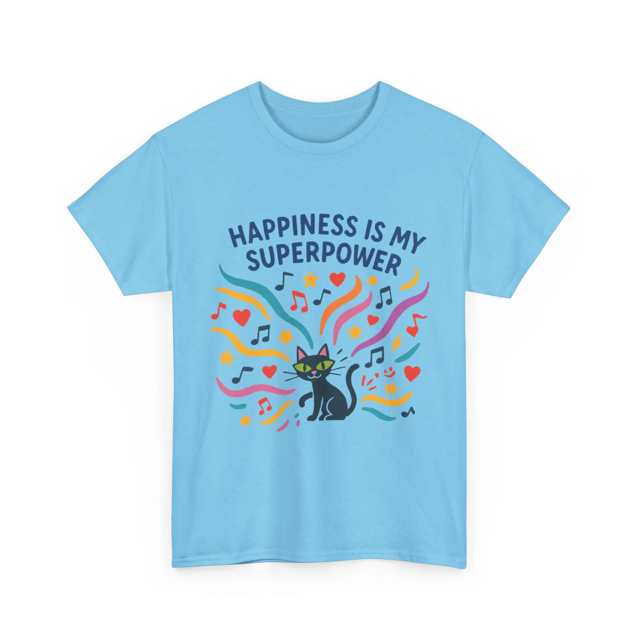 Happiness is My Superpower Tee - Fun Unisex Cotton T-Shirt, Gift for Cat Lovers, Cute Pet Apparel, Everyday Wear, Positive Vibes - Image 18