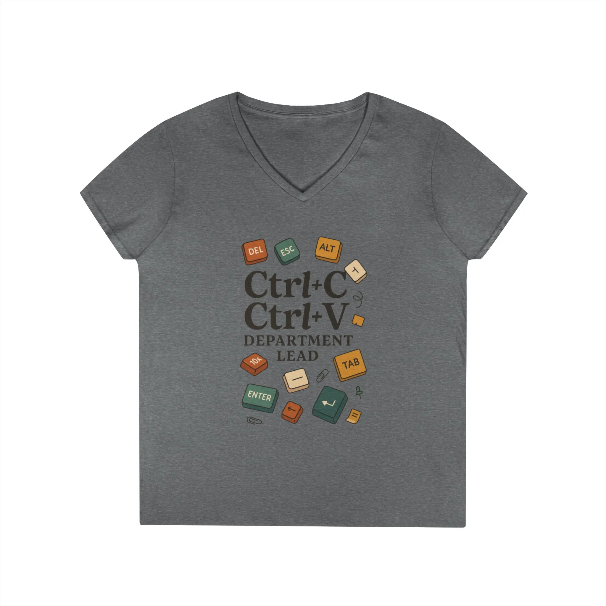 Tech Savvy Ladies V-Neck T-Shirt, Funny Coding Tee, Programmer Gift, Office Humor Top, CTRL C V Shirt, Work From Home Clothes - Image 7