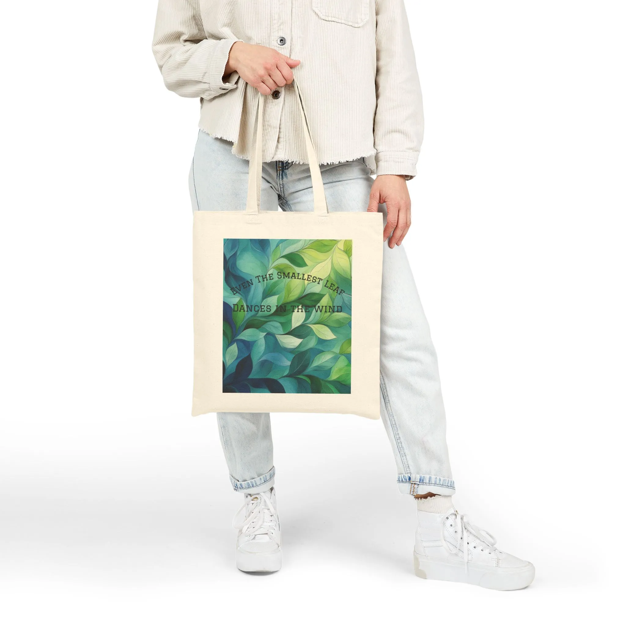Nature-Inspired Canvas Tote Bag with Inspirational Quote, Eco-Friendly Shopping Bag, Greenery Art Tote, Gift for Nature Lovers, [...] - Image 3
