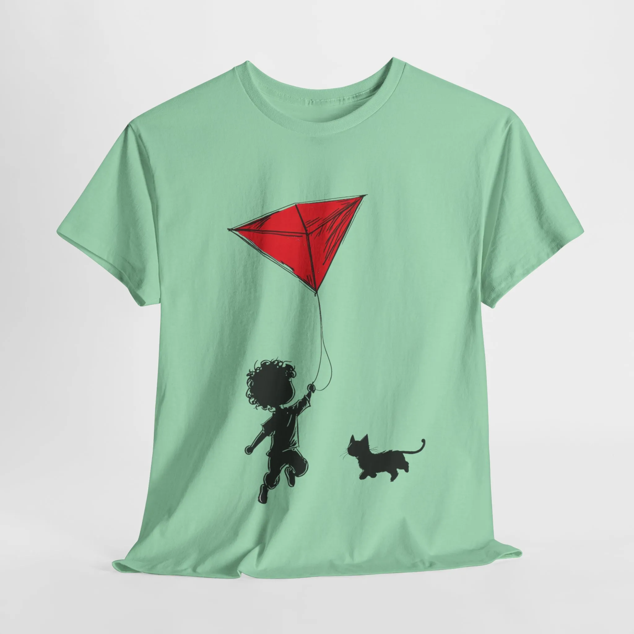 Cute Kid and Cat Design T-Shirt, Playful Gift for Cat Lovers, Summer Style, Cat Lover T-Shirt, Gift for Cat Owners, Women's Cotton T-Shirt - Image 32