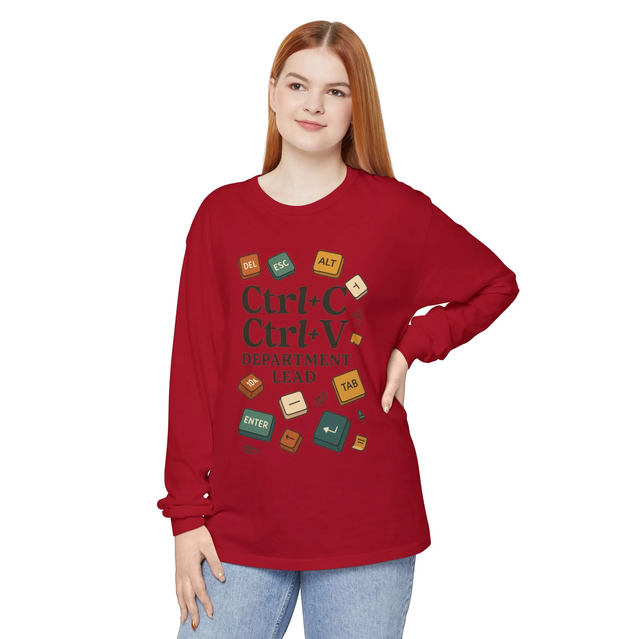 Graphic Long Sleeve Tee, Ctrl+C Ctrl+V Department Lead, Funny Office Humor Shirt, Programmer Gift, Tech Nerd Tee, IT Department Apparel - Image 25