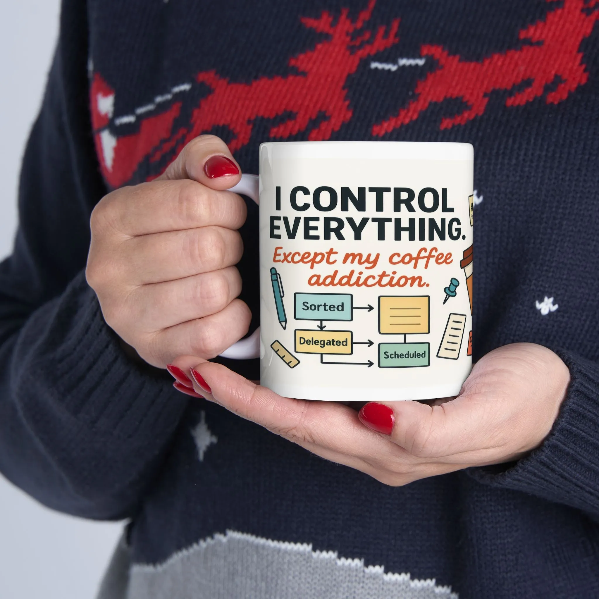 Funny Coffee Addiction Mug, Funny Coffee Lover Gift, Office Mug, Caffeine Addict Gift, Caffeine Chaos Humor Cup, Gift for Coffee Lovers