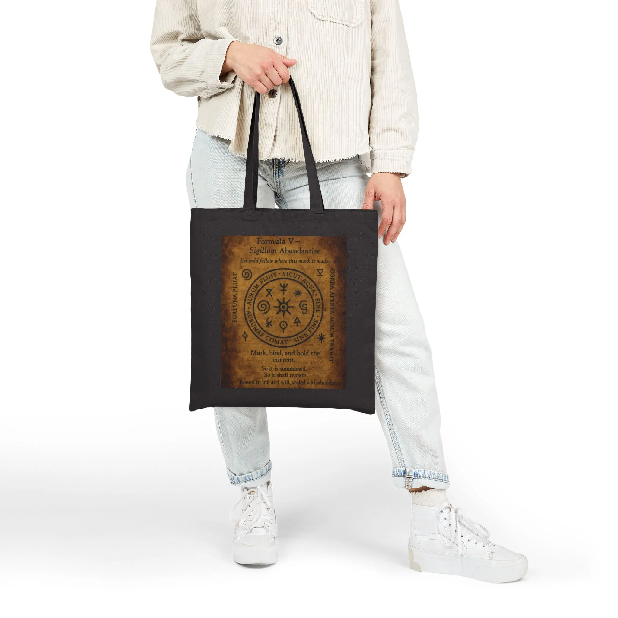 Mystic Abundance Sigil Tote Bag, Wealth Spell Symbol, Witchy Canvas Bag, Prosperity Magic Seal, Boho Gift, Mystical Symbol Cotton Canvas Bag - Image 3