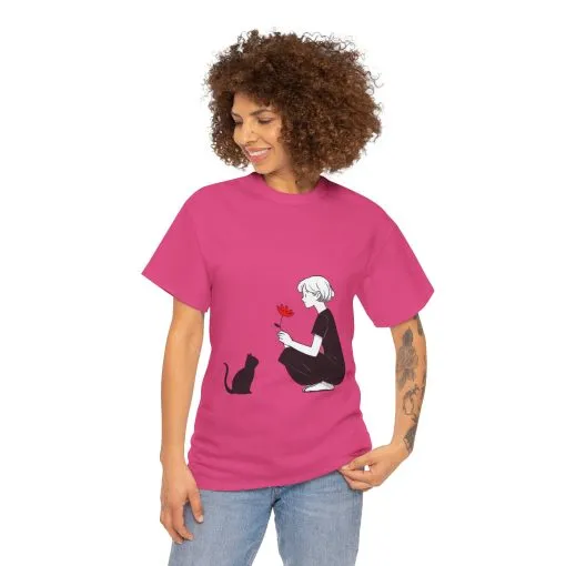 Cat Lover's Heavy Cotton Tee, Cute Cat Shirt, Pet Owner Gift, Animal Lover Apparel, Birthday Gift for Her, Women's Cotton T-Shirt, Cat Lover - Image 2