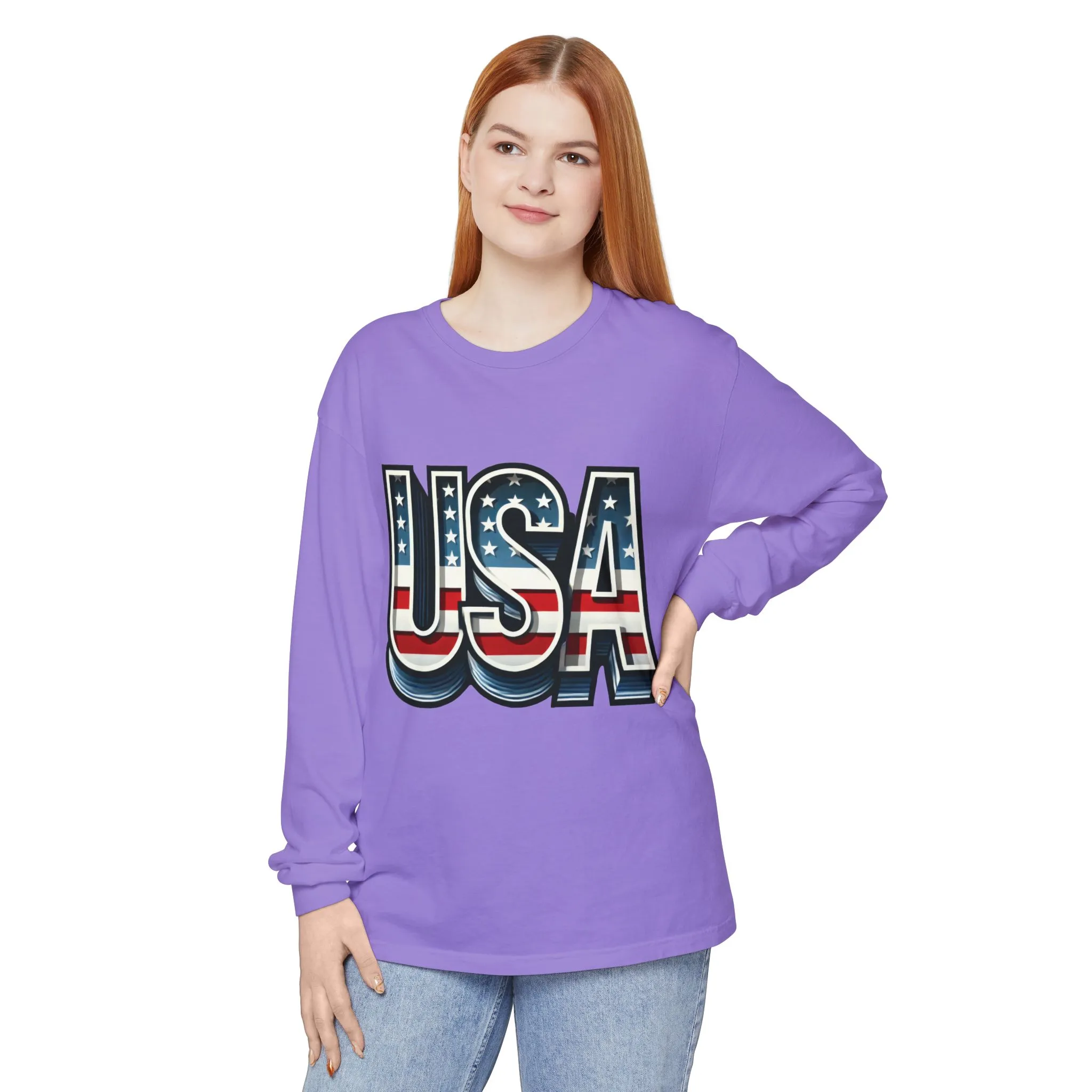 Patriotic Long Sleeve Unisex T-Shirt, USA Design, Unisex Tee for Independence Day, Memorial Day, Family Celebrations, Casual Wear - Image 21
