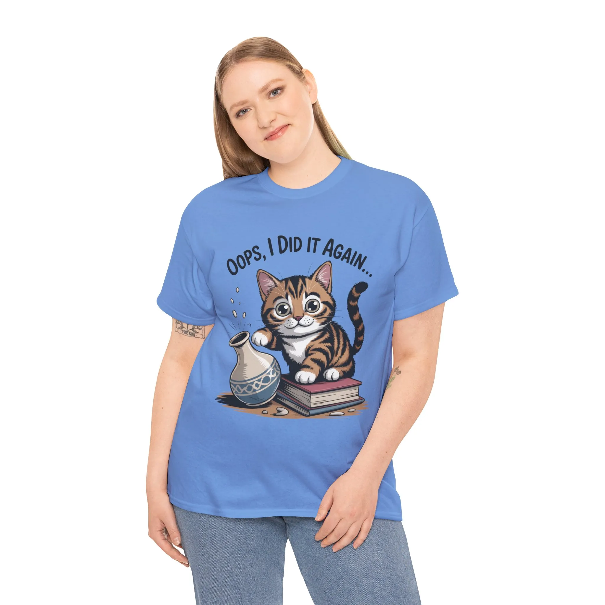 Playful Cat Women's Tee, Funny Oops I Did It Again Design, Cat Lover Gift, Casual Wear, Birthday Gift, Pet Lover Tee, Women's Gift