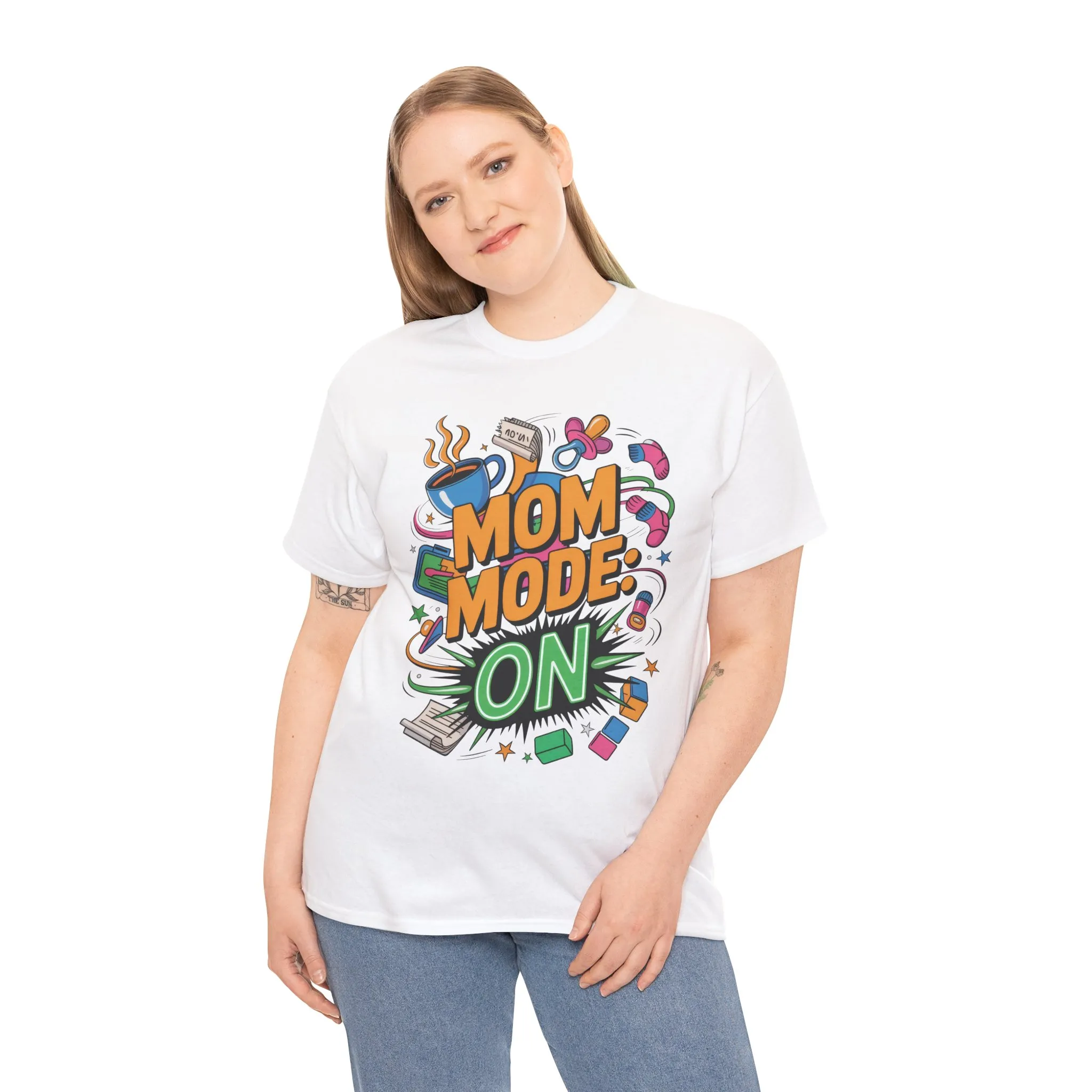 Mom Mode ON Cotton Tee, Funny Mom T-Shirt, Gift for Mothers, Parent Life Apparel, Mother's Day Humor T-Shirt, Cute Mama Life Graphic Tee - Image 3