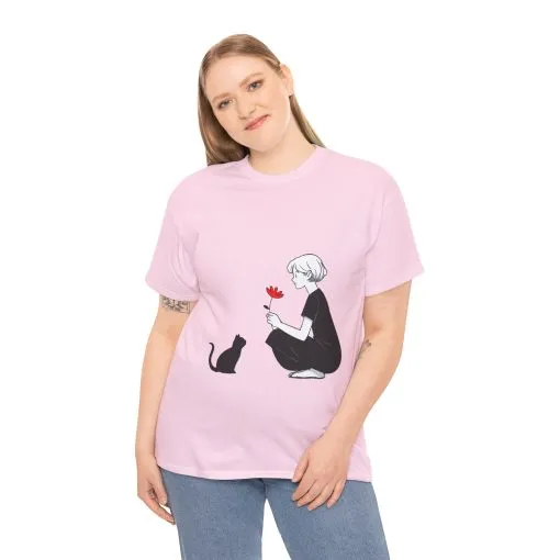 Cat Lover's Heavy Cotton Tee, Cute Cat Shirt, Pet Owner Gift, Animal Lover Apparel, Birthday Gift for Her, Women's Cotton T-Shirt, Cat Lover - Image 23