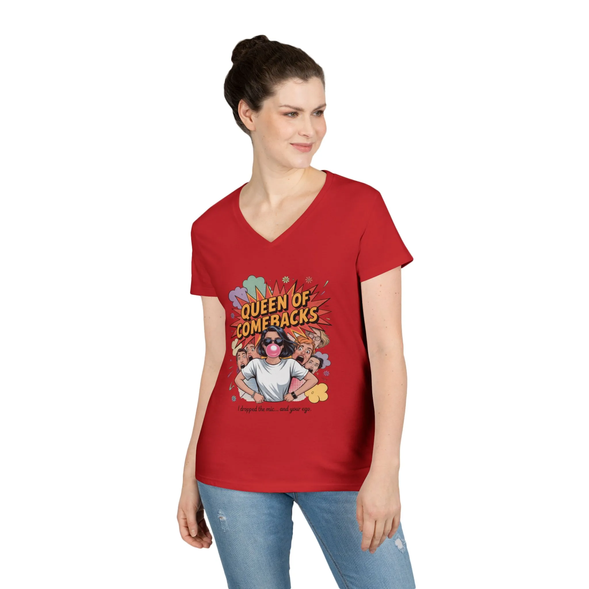 Queen of Comebacks V-Neck T-Shirt, Funny Graphic Tee, Gift for Friends, Humor Apparel, Casual Wear, Comedic Shirt - Image 18