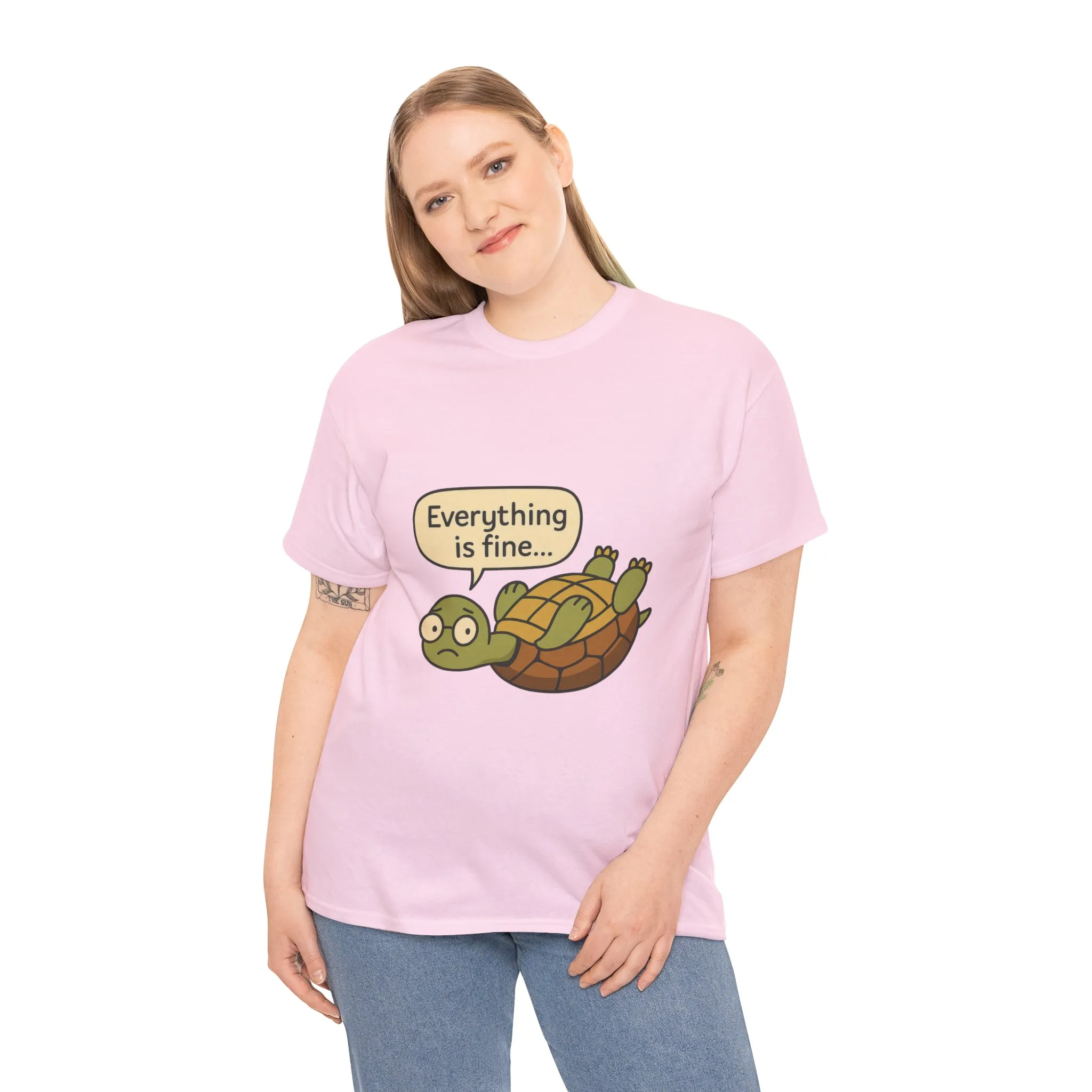 Everything is Fine Turtle Tee, Funny Unisex Cotton Tee, Cute Animal Shirt, Gift for Nature Lovers, Great for Humor, Positive message t-shirt - Image 37