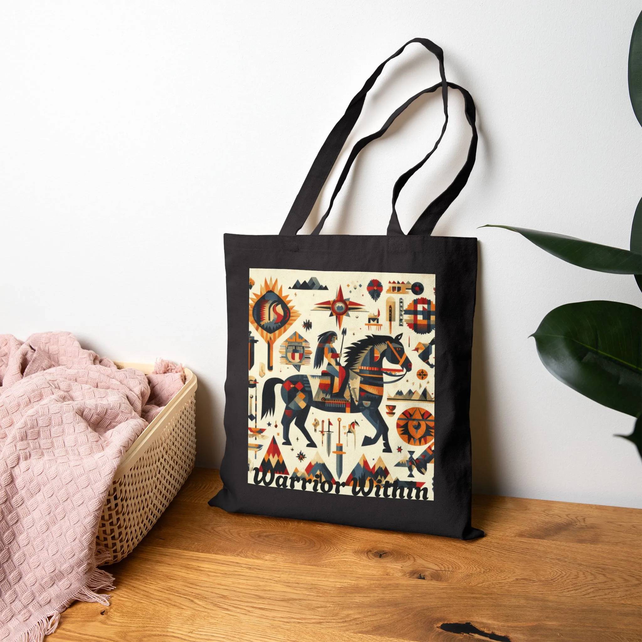 Warrior Within Cotton Canvas Tote Bag, Boho Tote, Eco-Friendly Bag, Gift for Her, Travel Accessory, Art Print Bag - Image 10