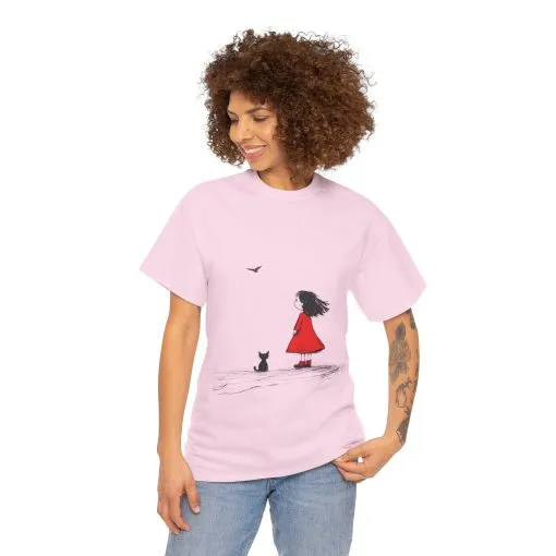 Cat Lover Tee, Cute Graphic T-Shirt, Cat & Girl Design, Gift for Cat Owners, Casual Stylish Unisex Cotton Shirt, Women's Cotton T-Shirt - Image 23