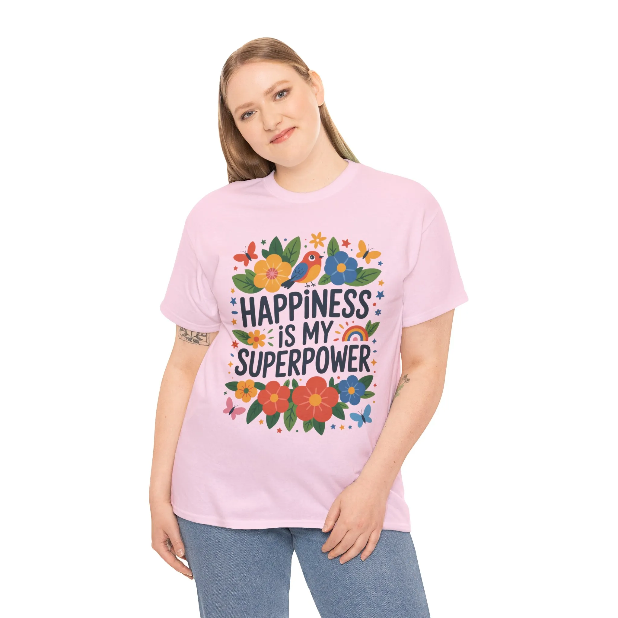 Happiness is My Superpower Tee - Colorful Floral Design, Mother's Day, Self-Expression, Positive Vibes Shirt, Joyful Statement Tee - Image 29