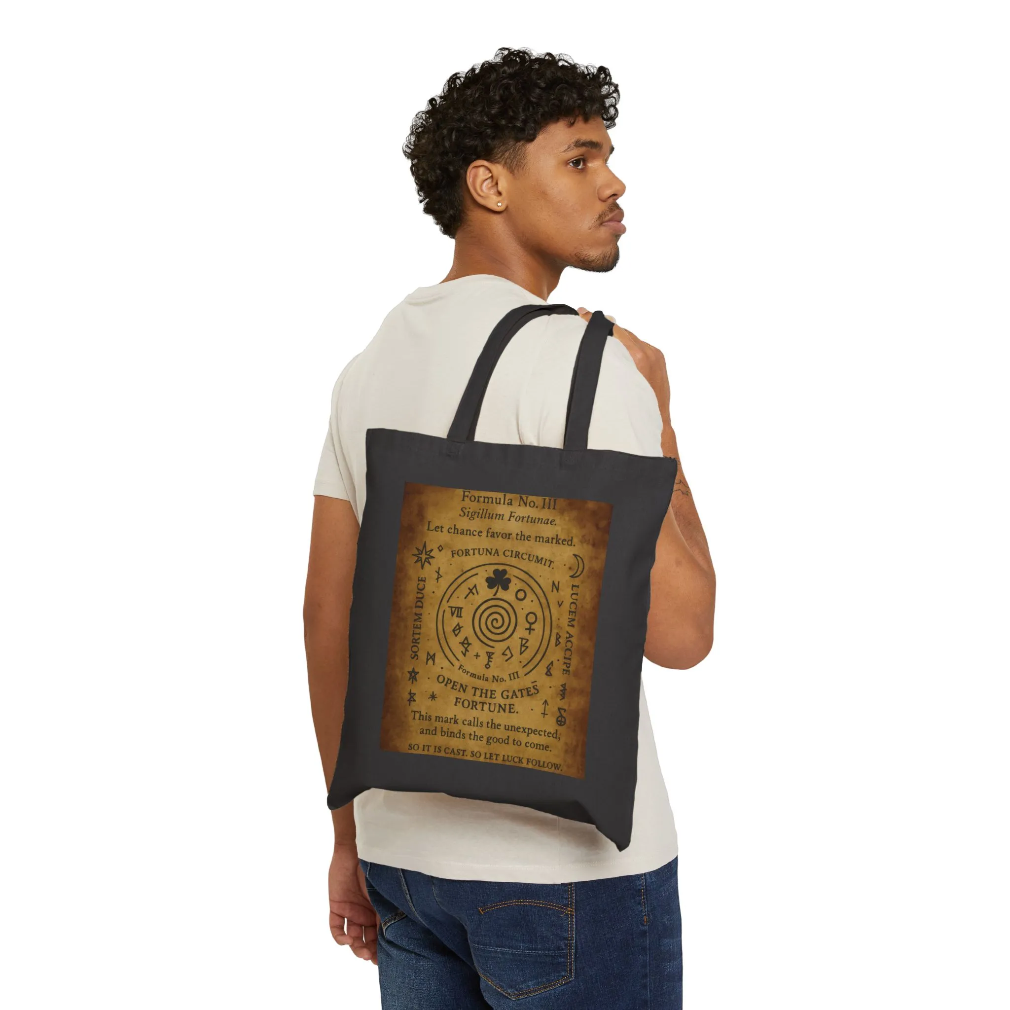 Sigil of Fortune Tote Bag, Lucky Charm Spell Symbol, Occult Spiral Design, Witchy Canvas Bag, Mystic Luck Amulet Art, Boho Bag - Image 12