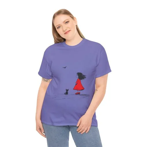 Cat Lover Tee, Cute Graphic T-Shirt, Cat & Girl Design, Gift for Cat Owners, Casual Stylish Unisex Cotton Shirt, Women's Cotton T-Shirt - Image 20
