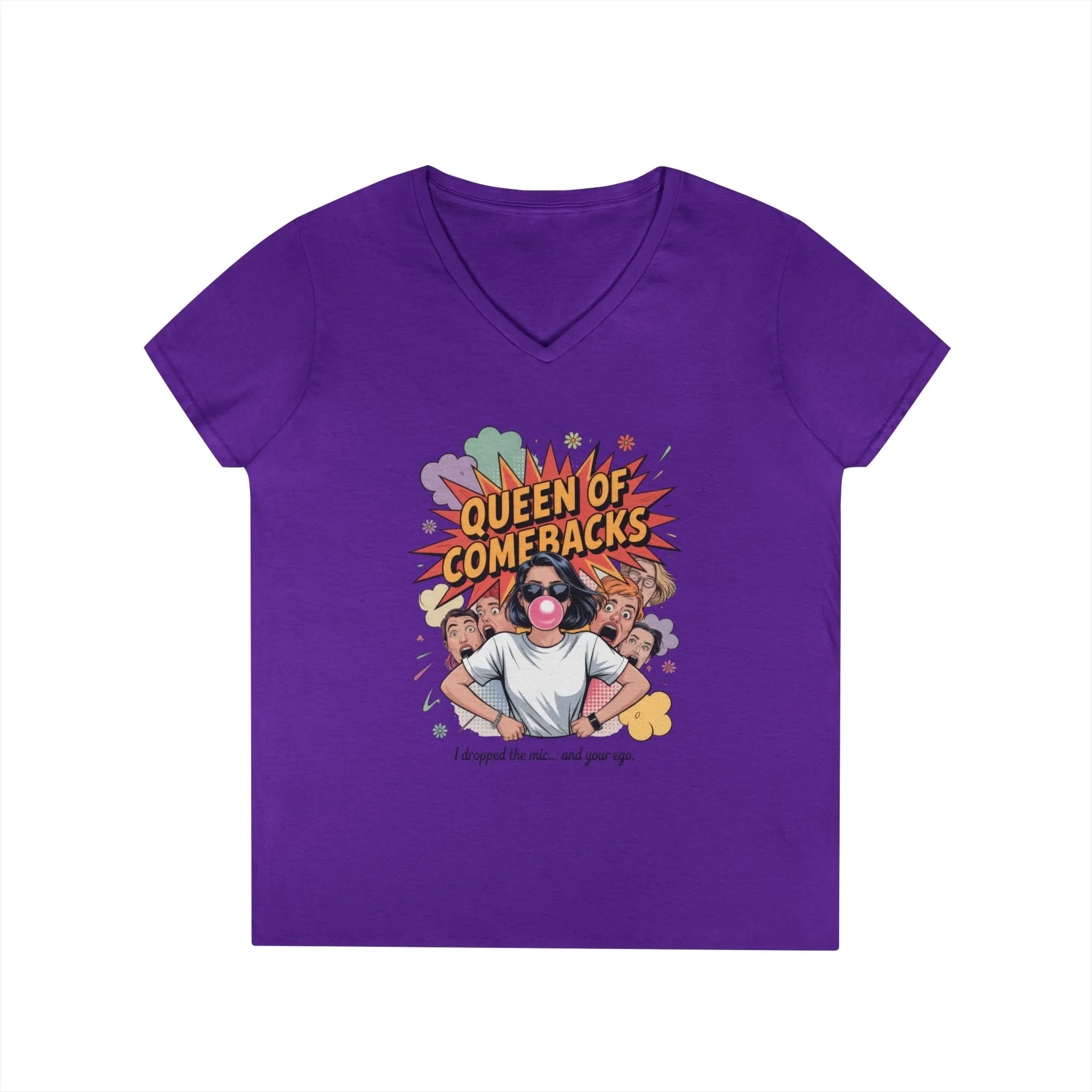 Queen of Comebacks V-Neck T-Shirt, Funny Graphic Tee, Gift for Friends, Humor Apparel, Casual Wear, Comedic Shirt - Image 2