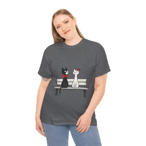 Cute Cat Lovers Tee, Unisex Heavy Cotton Tee for Pet Owners, Funny Cat Shirt, Gift for Cat Lovers, Casual T-Shirt, Animal Art Tee - Image 10