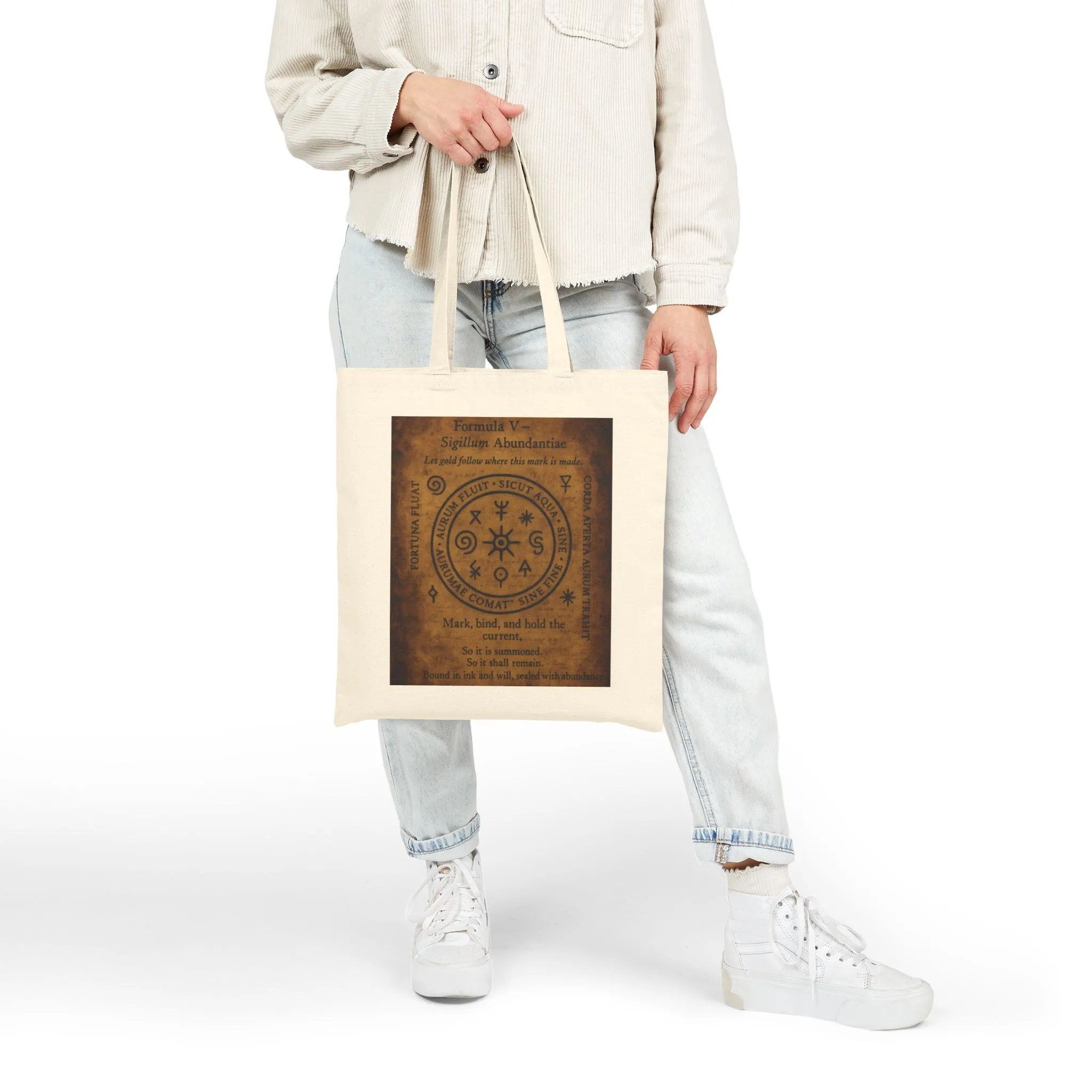Mystic Abundance Sigil Tote Bag, Wealth Spell Symbol, Witchy Canvas Bag, Prosperity Magic Seal, Boho Gift, Mystical Symbol Cotton Canvas Bag - Image 11