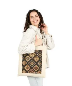 Bohemian Pattern Cotton Canvas Tote Bag, Eco-Friendly Shopping Bag, Art Tote, Beach Bag, Gift for Her, Market Tote