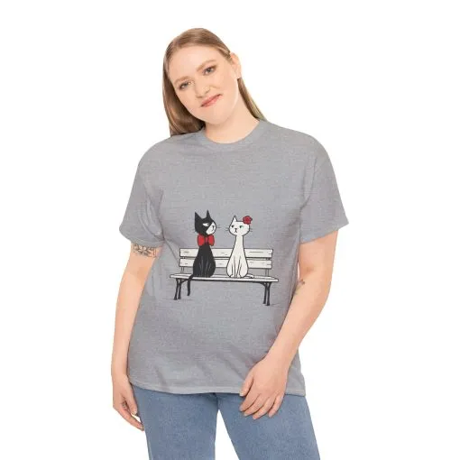 Cute Cat Lovers Tee, Unisex Heavy Cotton Tee for Pet Owners, Funny Cat Shirt, Gift for Cat Lovers, Casual T-Shirt, Animal Art Tee - Image 9