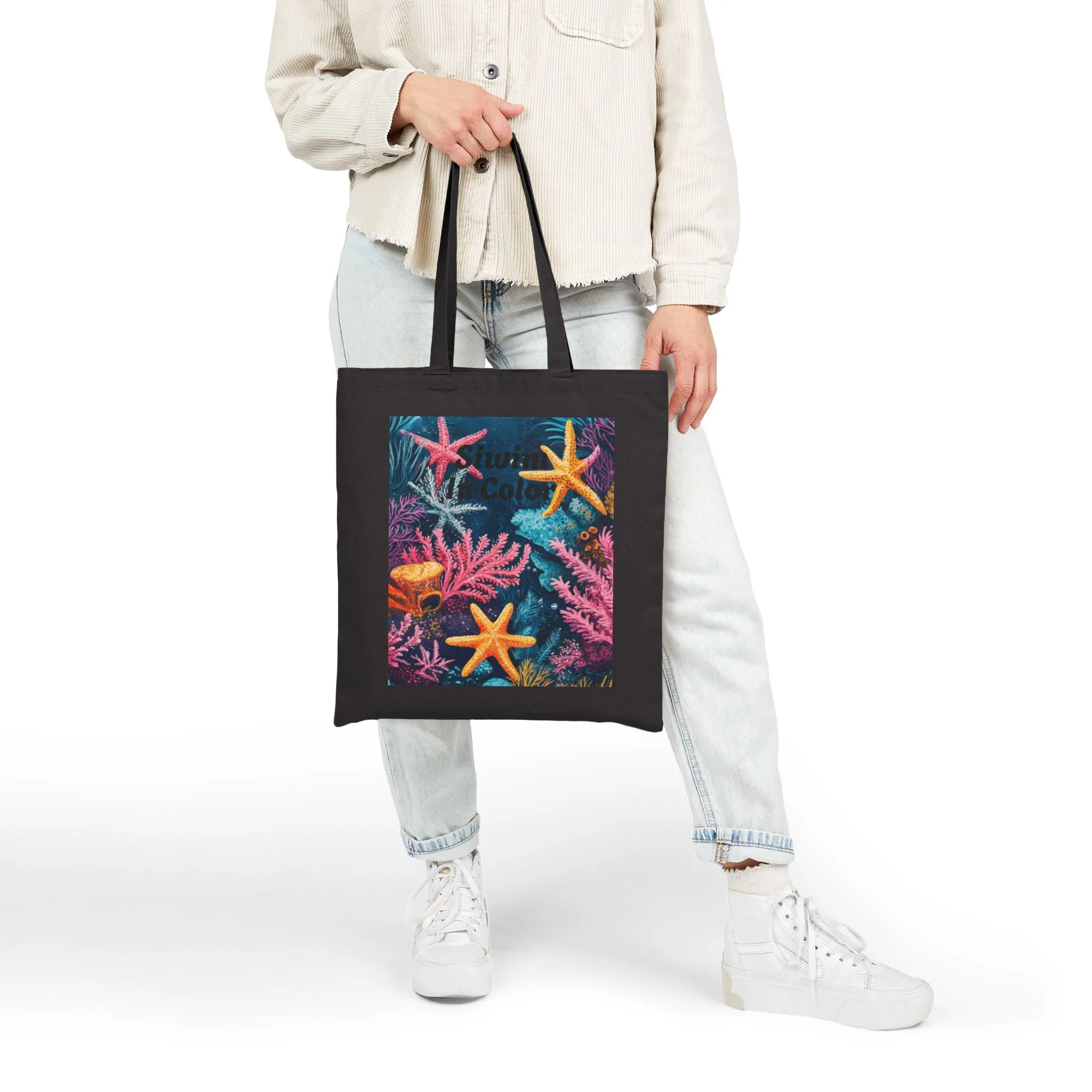 Ocean-Inspired Cotton Canvas Tote Bag, Artistic Starfish Design, Eco-Friendly Carryall, Beach Day Essential, Summer Gift, Boho Style - Image 9