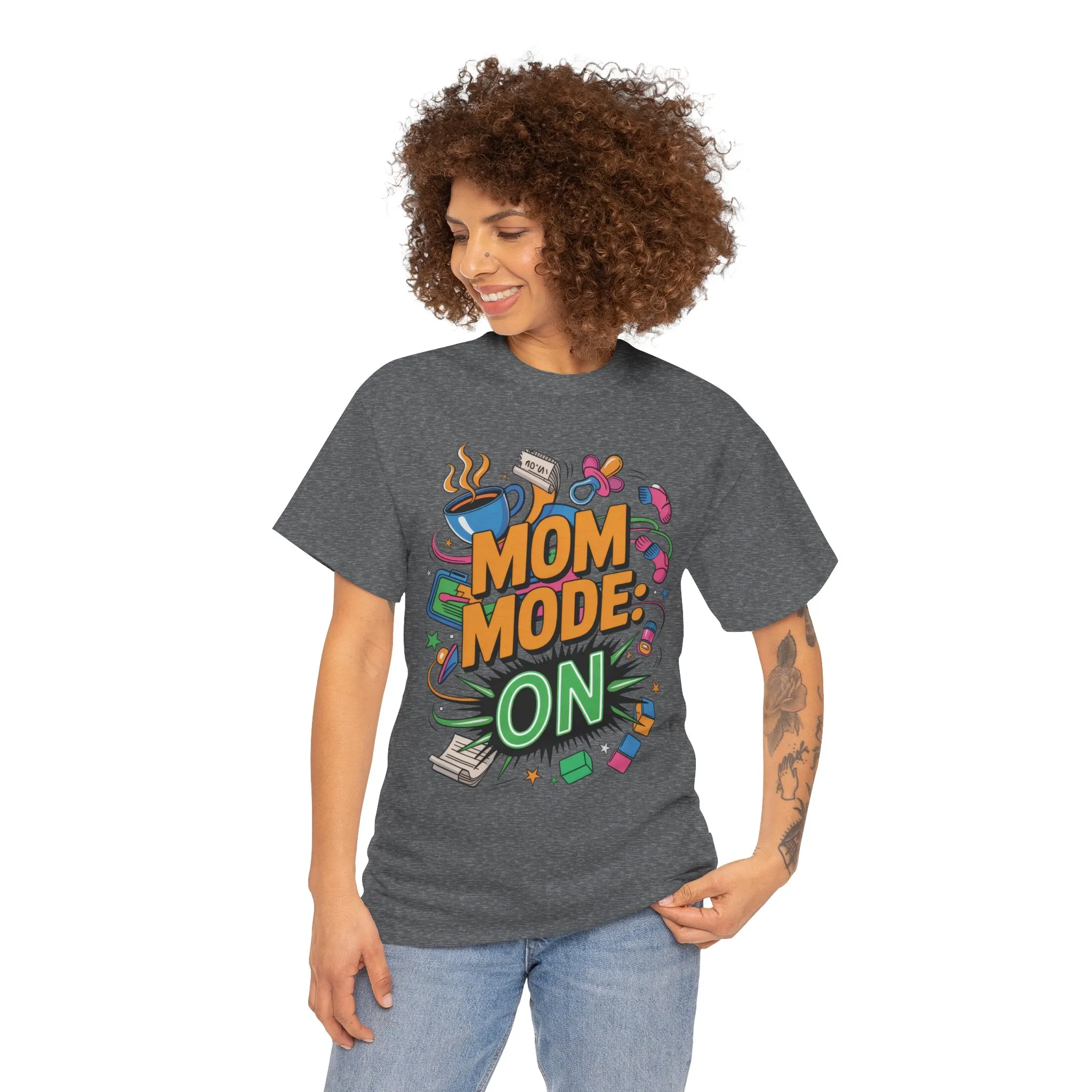 Mom Mode ON Cotton Tee, Funny Mom T-Shirt, Gift for Mothers, Parent Life Apparel, Mother's Day Humor T-Shirt, Cute Mama Life Graphic Tee - Image 7