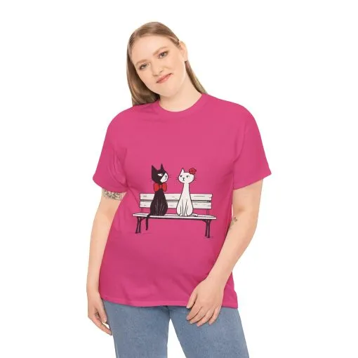 Cute Cat Lovers Tee, Unisex Heavy Cotton Tee for Pet Owners, Funny Cat Shirt, Gift for Cat Lovers, Casual T-Shirt, Animal Art Tee - Image 25