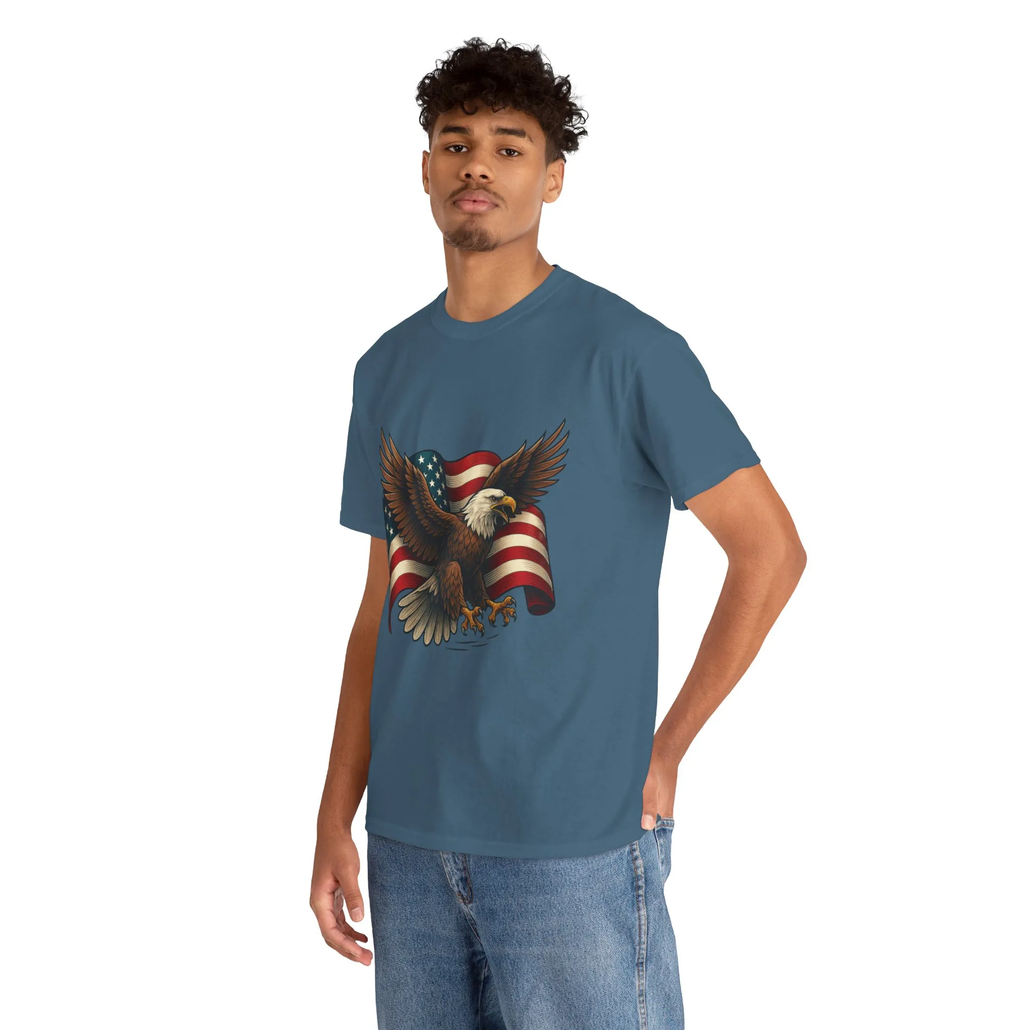 American Eagle Graphic Tee, Patriotic T-Shirt, Fourth of July Apparel, Eagle Love Shirt, Unisex Heavy Cotton Tee - Image 26