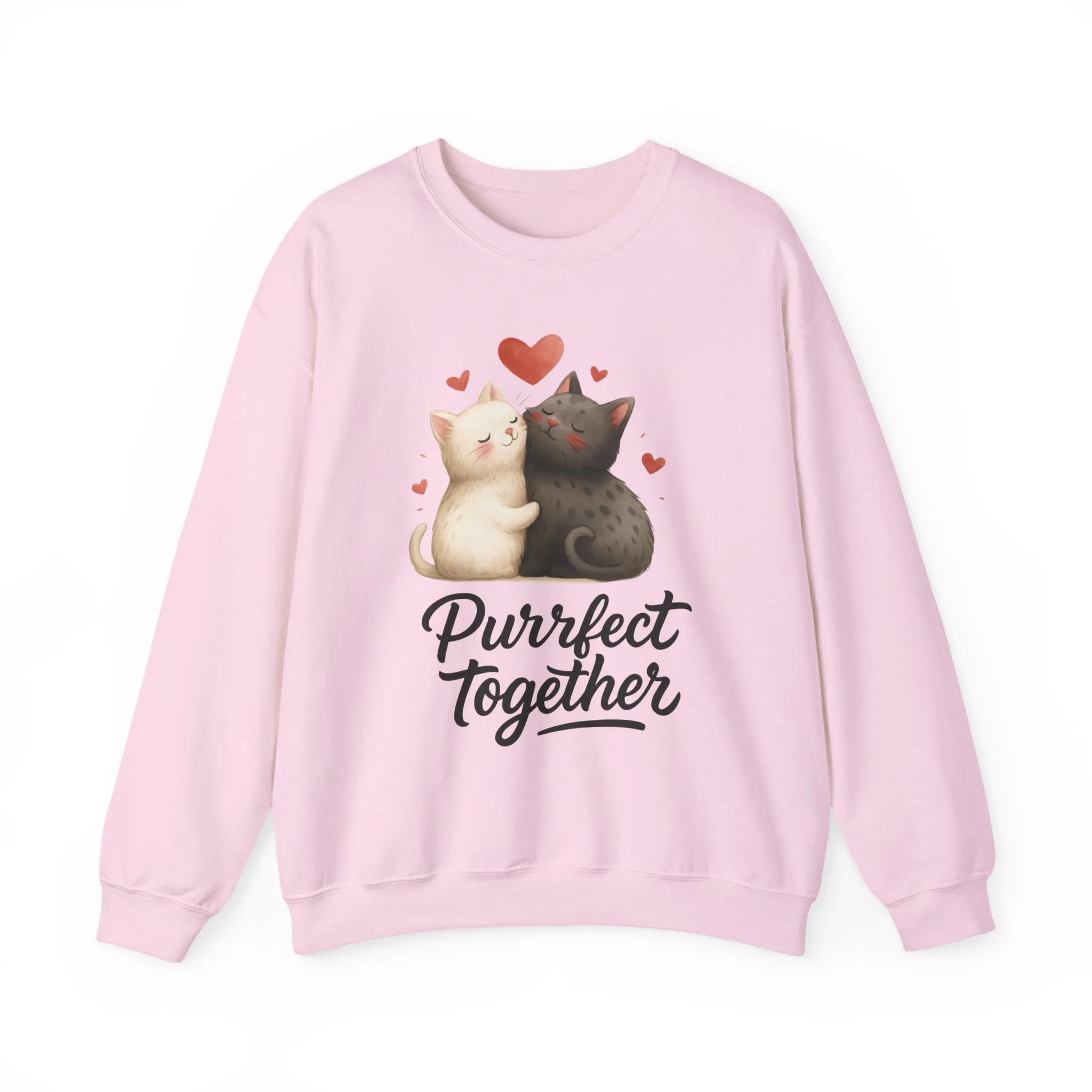 Cute Cat Couple Womens Sweatshirt, Purrfect Together Sweater, Gift for Cat Lovers, Cozy Crewneck for Valentine's Day, Animal Lover Apparel - Image 22