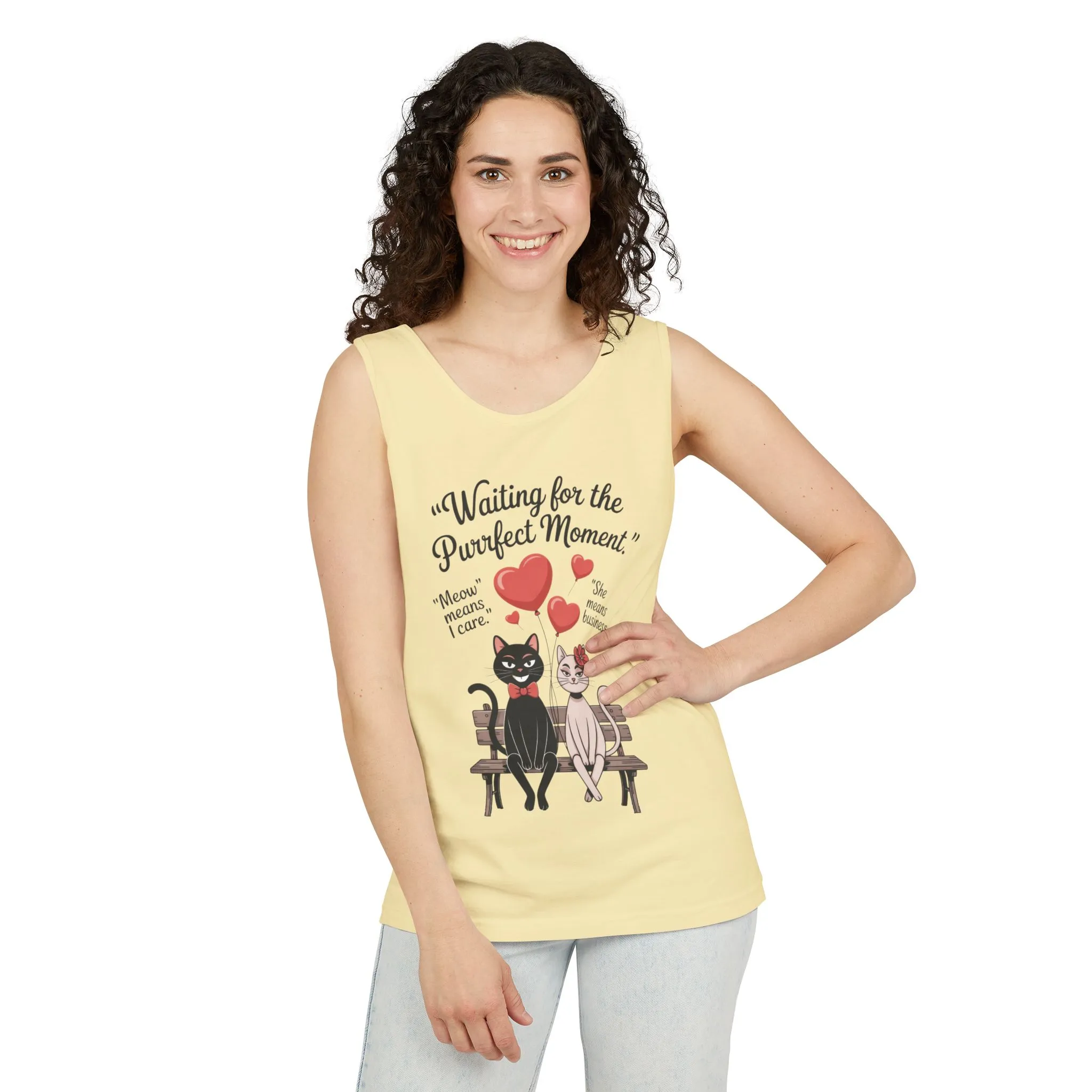 Cute Cat Lovers Tank, Womens Heavy Cotton Tank Top for Pet Owners, Funny Cat Tee, Gift for Cat Lovers, Casual T-Shirt, Animal Art Tee - Image 33